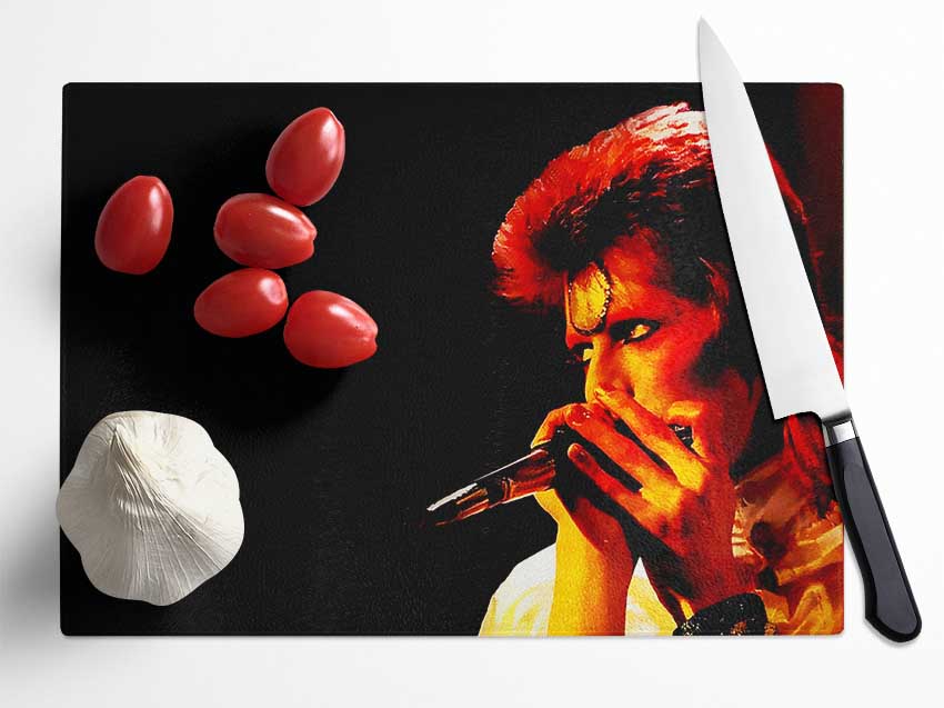 David Bowie Ziggy Pop Glass Chopping Board