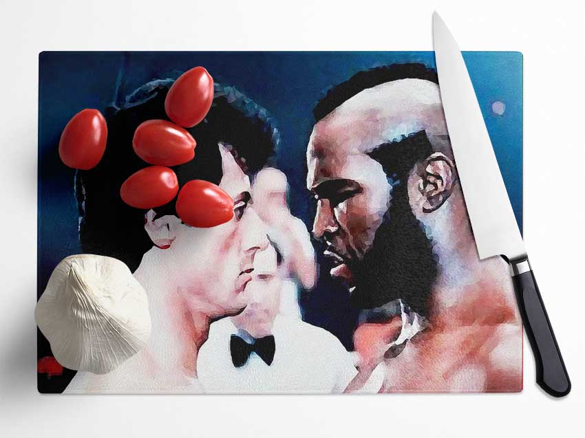 Rocky 3 The Face Off Mr T Glass Chopping Board