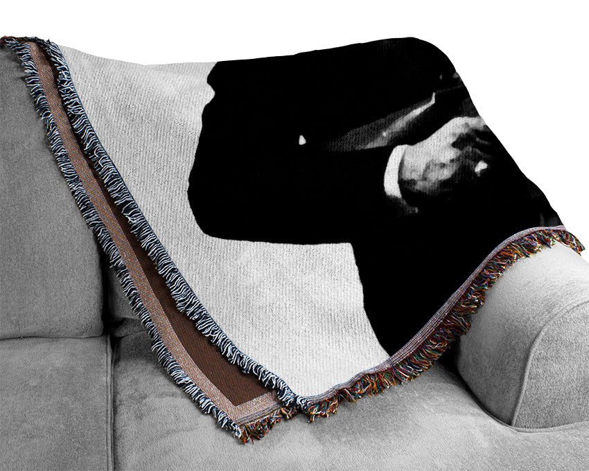Scarface Tommygun B n W Woven Blanket