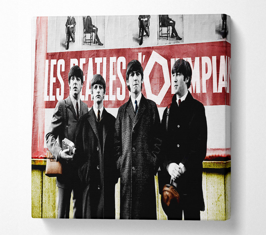 A Square Canvas Print Showing The Beatles In Liverpool Square Wall Art