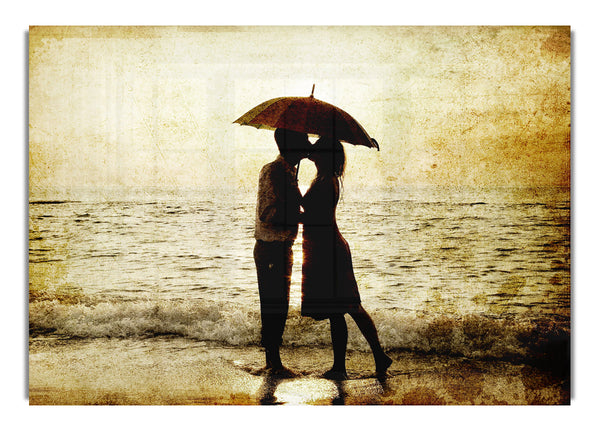 Romantic Love Couple In The Rain