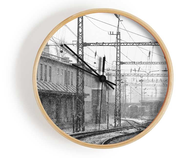 Railwaystation In Winter Clock - Wallart-Direct UK