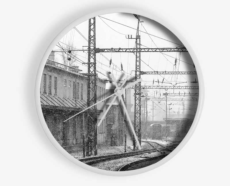 Railwaystation In Winter Clock - Wallart-Direct UK