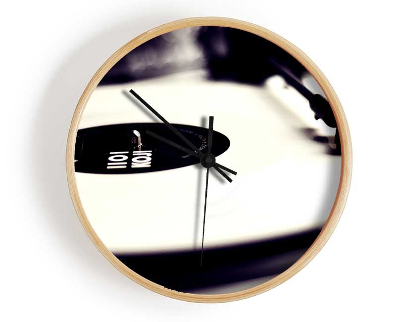 Vinyl Record Player Black And White Clock - Wallart-Direct UK
