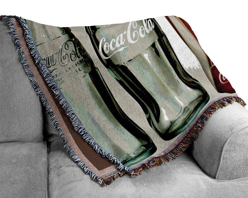 Old Coca Cola Bottles Woven Blanket
