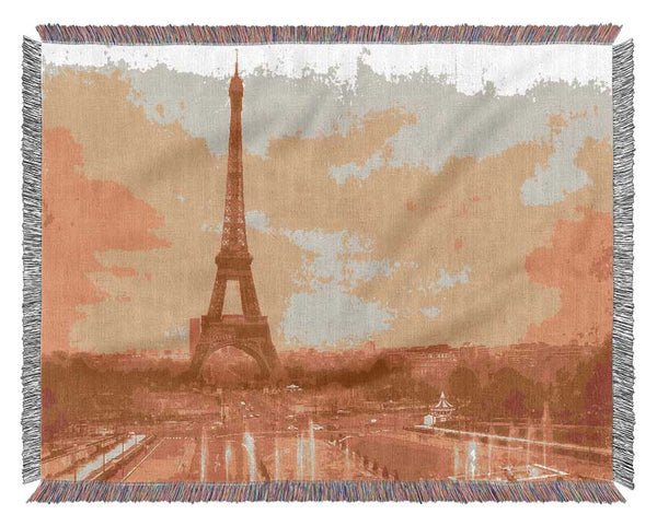 Old Image Of The Eiffel Tower Woven Blanket