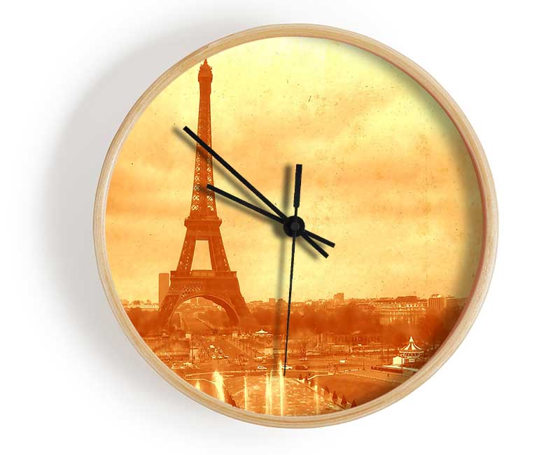 Old Image Of The Eiffel Tower Clock - Wallart-Direct UK