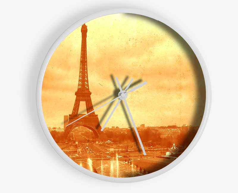 Old Image Of The Eiffel Tower Clock - Wallart-Direct UK