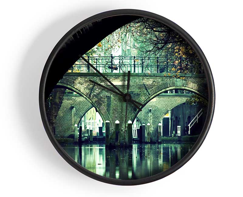 River And Bridges Clock - Wallart-Direct UK