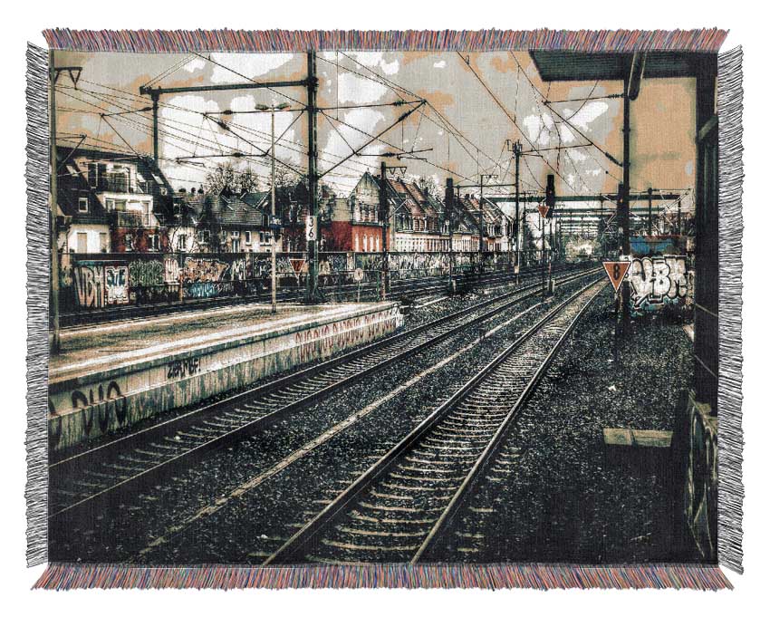 Train Station Vintage Woven Blanket