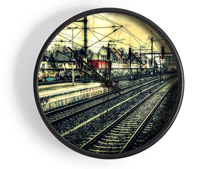 Train Station Vintage Clock - Wallart-Direct UK
