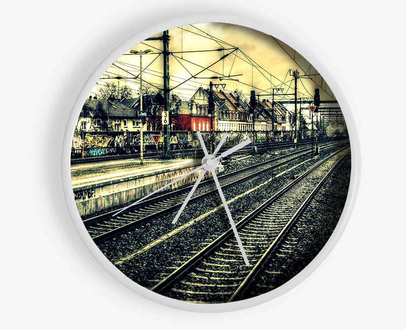 Train Station Vintage Clock - Wallart-Direct UK