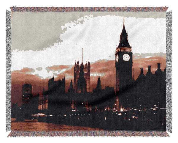 London Big Ben St Pauls Retro Woven Blanket