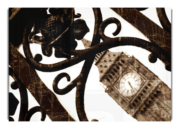 London Big Ben Through The Gates Sepia