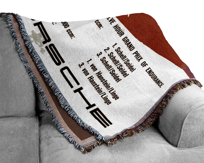 Porsche Retro Poster Woven Blanket