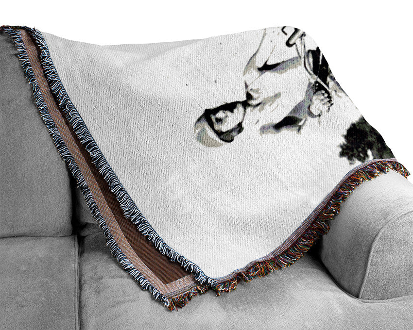 Retro Motorcross Wheelie Woven Blanket