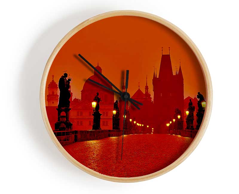 Stunning Venice Walks Orange Clock - Wallart-Direct UK