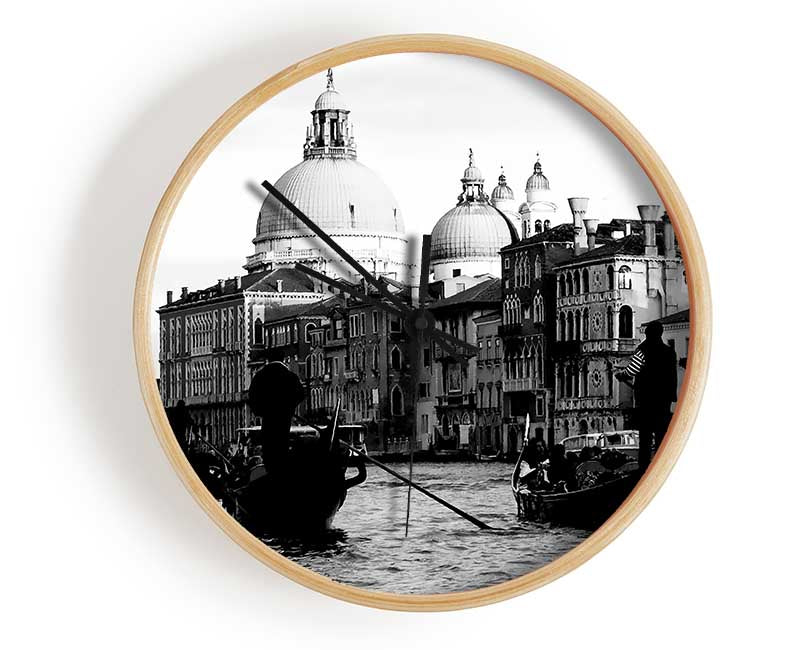Venice Gondolas B n W Clock - Wallart-Direct UK