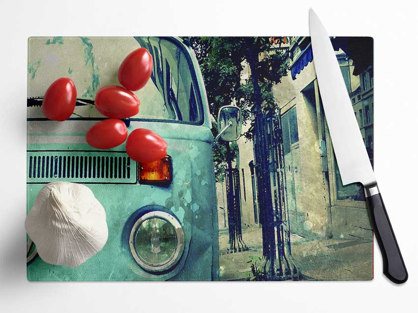 Retro Vw Camper Van Glass Chopping Board
