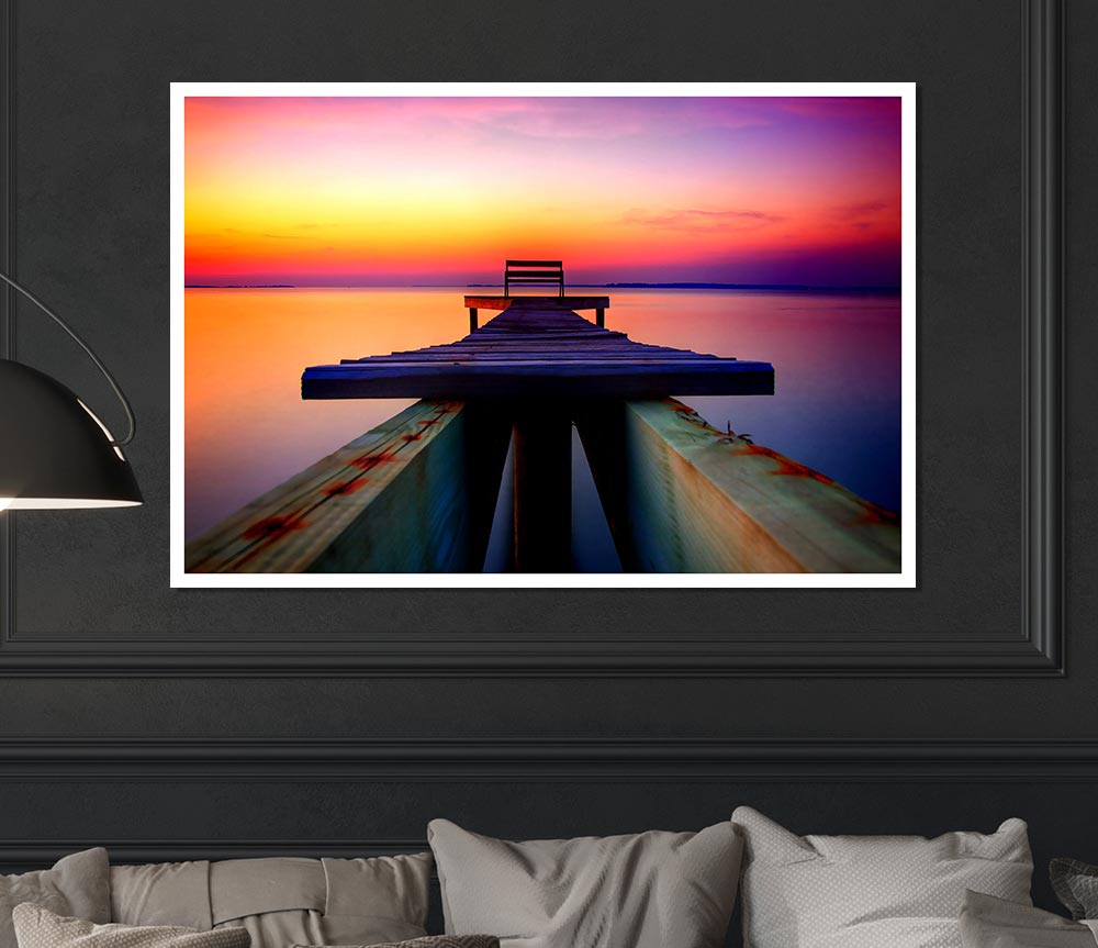 The Perfect Sunset Dock Print Poster Wall Art