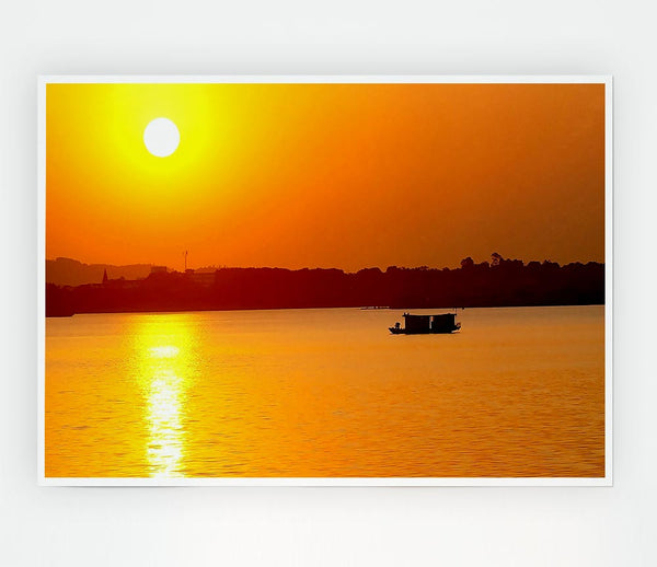 Beach Sunrise With The Fisherman Print Poster Wall Art