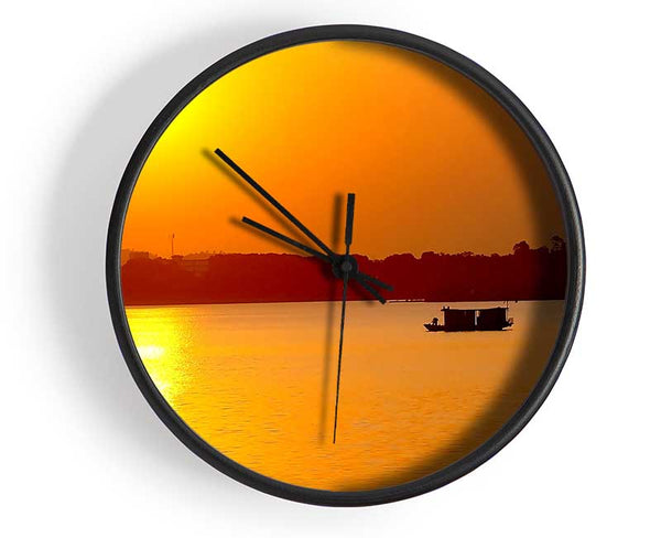 Beach Sunrise With The Fisherman Clock - Wallart-Direct UK