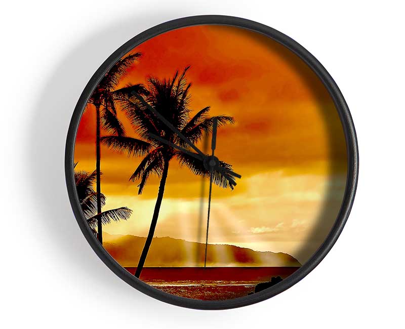 Sunset In The Tropics Clock - Wallart-Direct UK