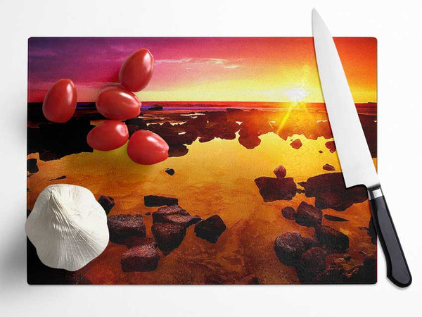 Beautiful Orange Rocky Skies Glass Chopping Board