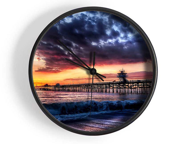 Pier Sunset Ocean Clock - Wallart-Direct UK