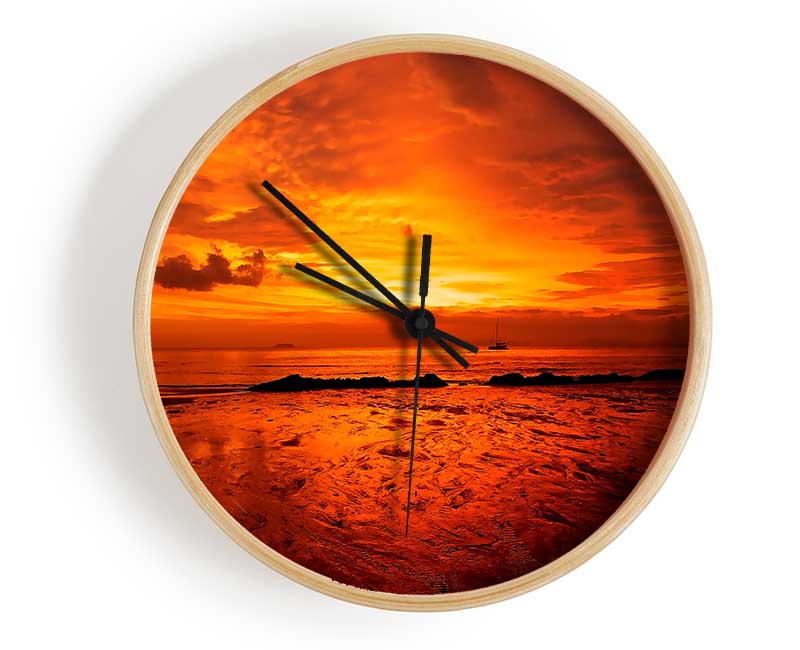 Stunning Beach Sunset Clock - Wallart-Direct UK