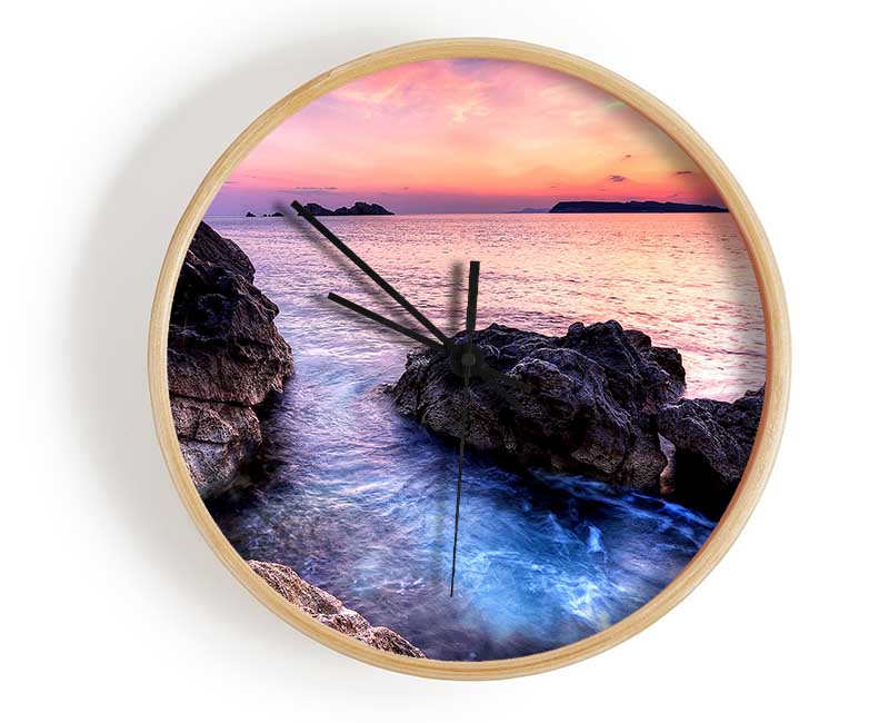 Ocean Rocks At Dawn Clock - Wallart-Direct UK