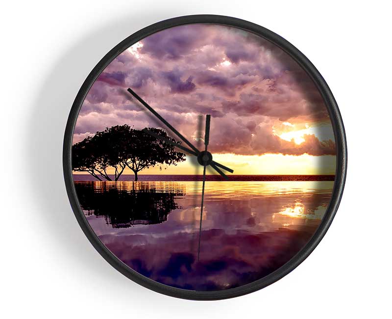 Stunning Tree In The Cloudy Sky Ocean Clock - Wallart-Direct UK