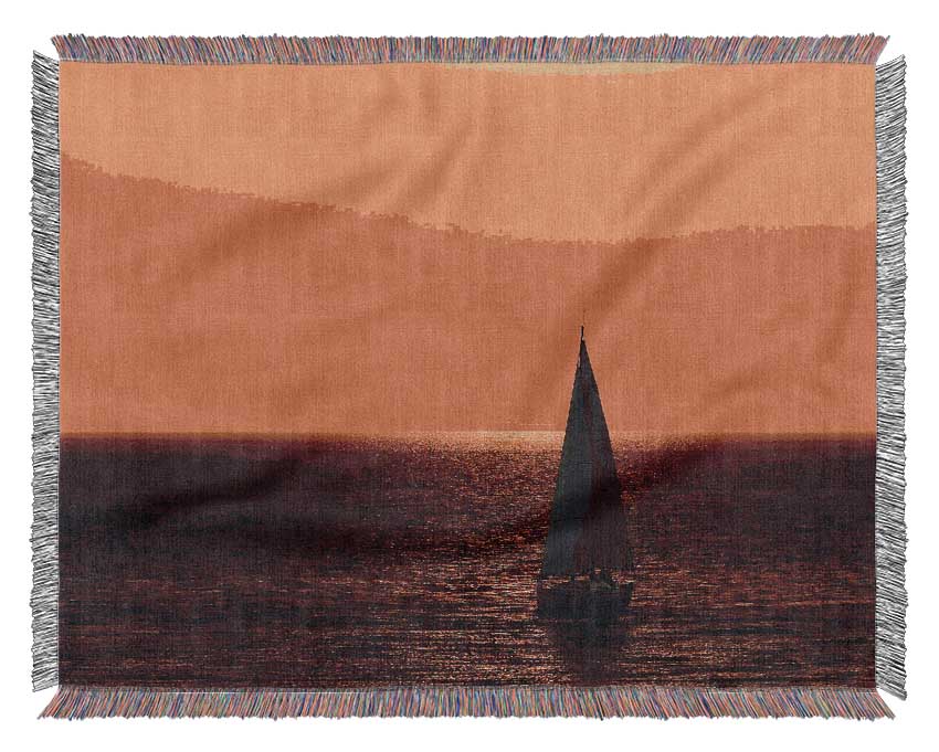 Sailing In The Stunning Sunset Ocean Woven Blanket