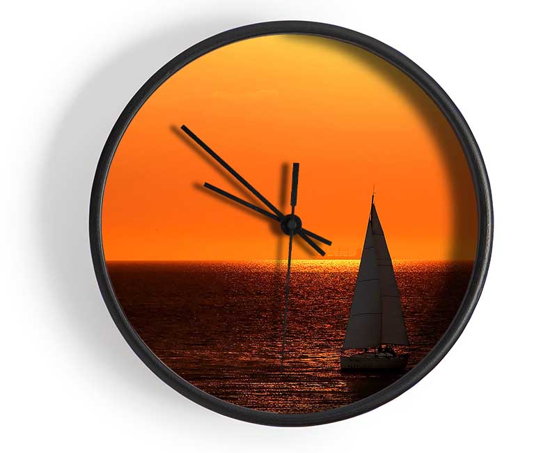 Sailing In The Stunning Sunset Ocean Clock - Wallart-Direct UK