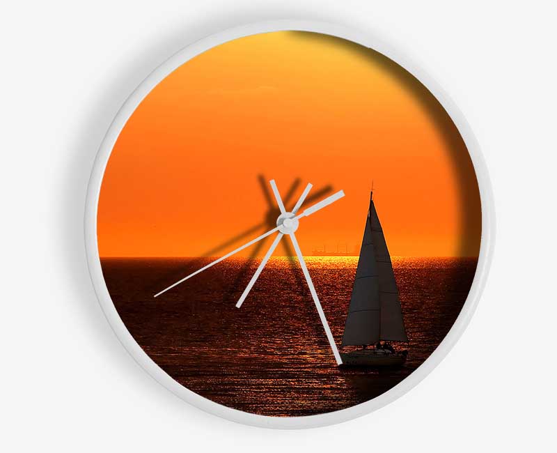 Sailing In The Stunning Sunset Ocean Clock - Wallart-Direct UK