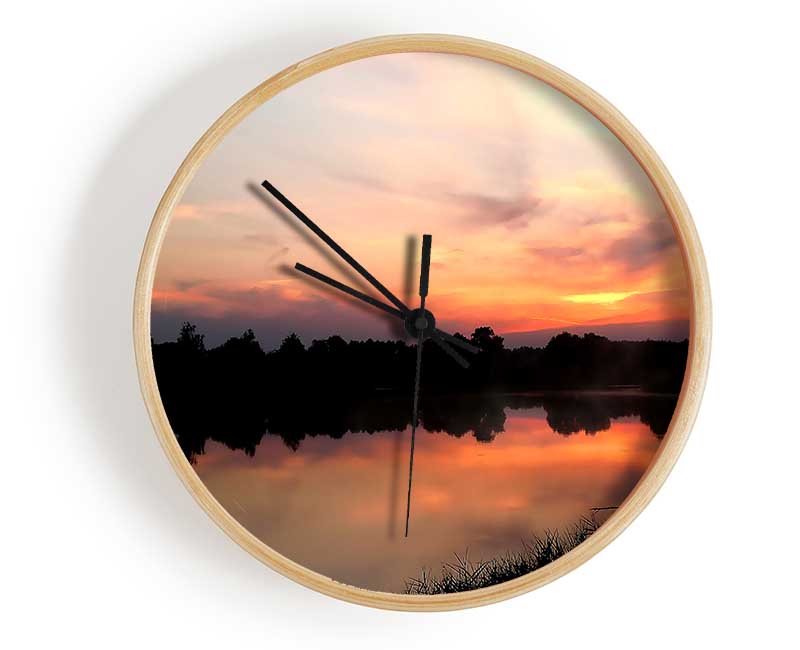Sunset Tree Reflections Clock - Wallart-Direct UK