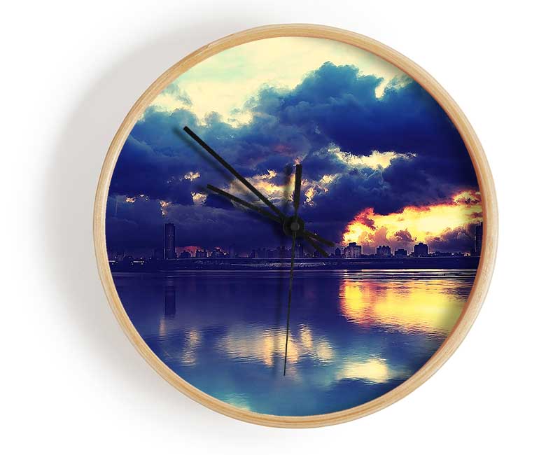 As The Sunset Beaks Through Over The City Clock - Wallart-Direct UK