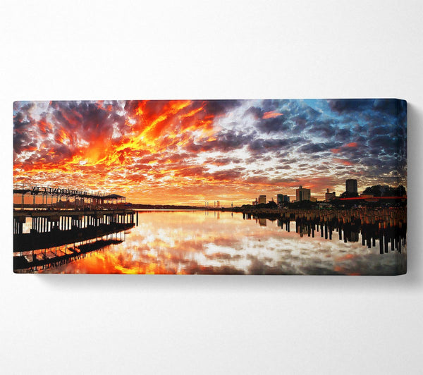 Fire Sky Ocean Reflection