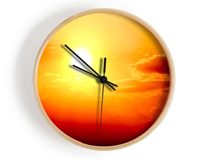 Stunning Sunset Sun Above The Sea Clock - Wallart-Direct UK