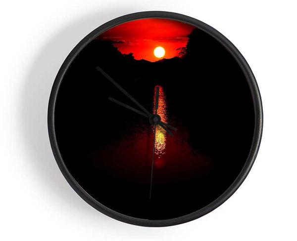 As The Stunning Red Sun Goes Down Clock - Wallart-Direct UK