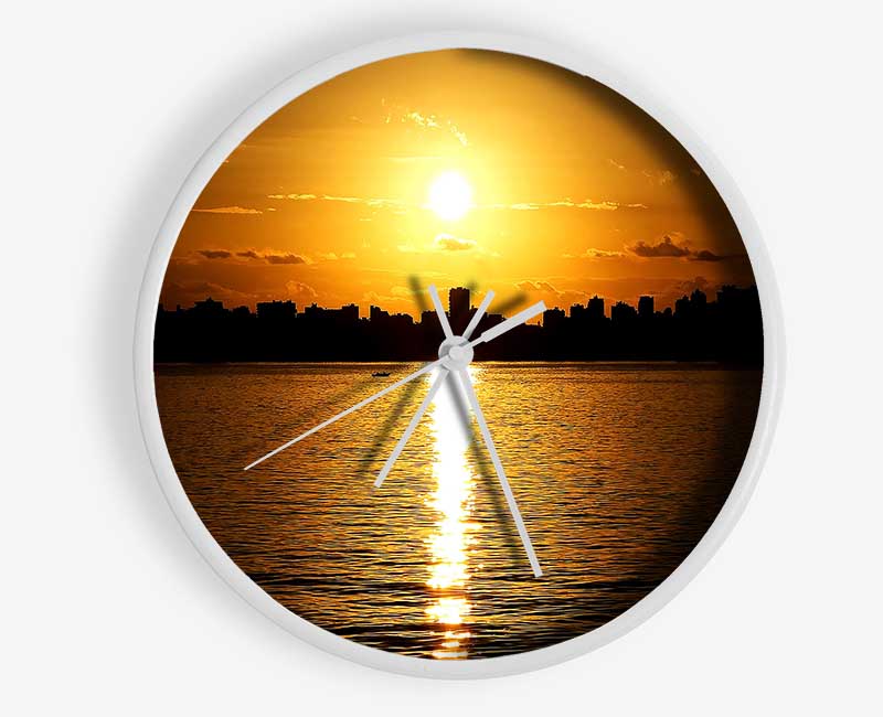 Sunset City Skyline Silhouette Clock - Wallart-Direct UK