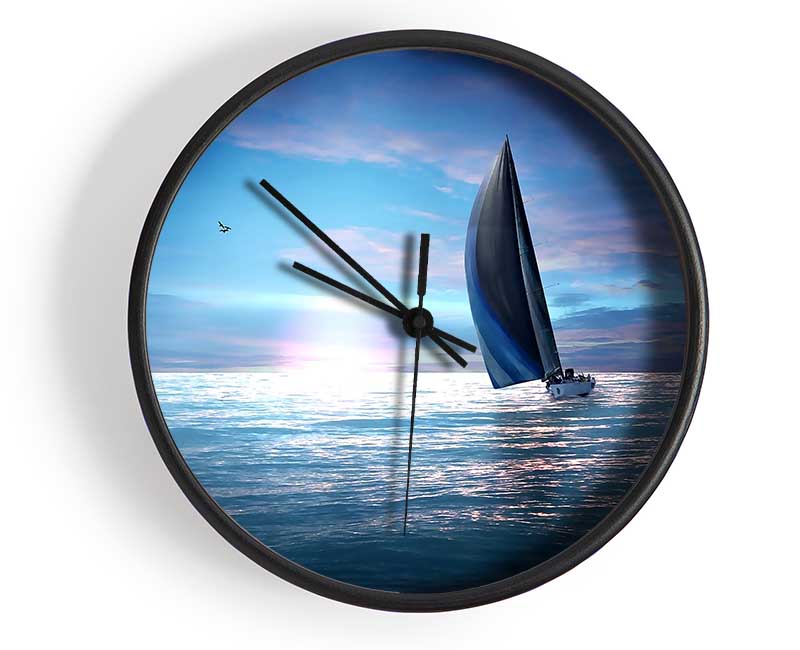 Sailing Boat In The Moonlit Ocean Clock - Wallart-Direct UK