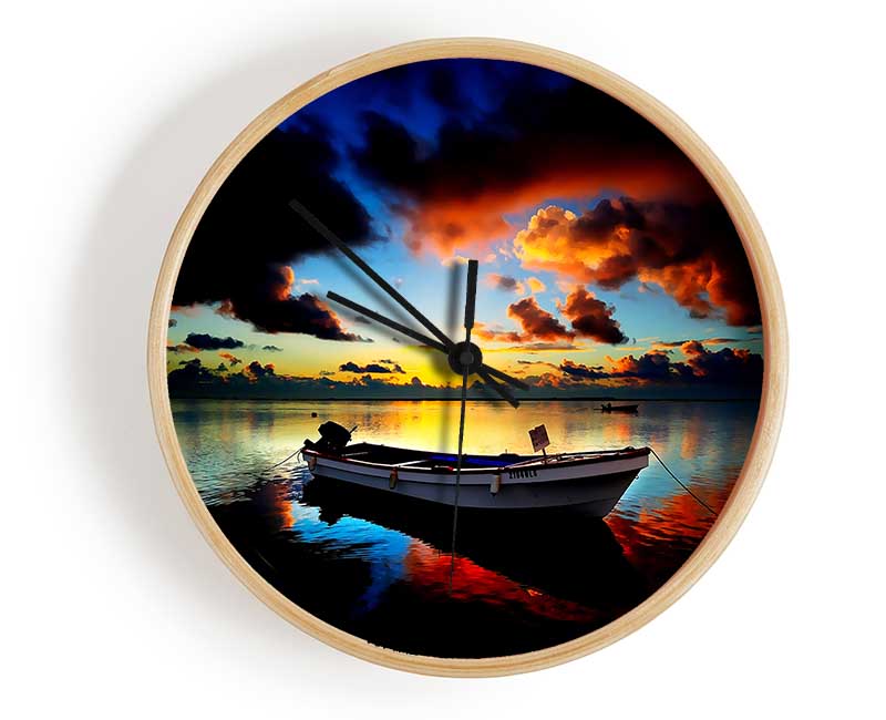 Sunrise Over The Fishing Boat Clock - Wallart-Direct UK