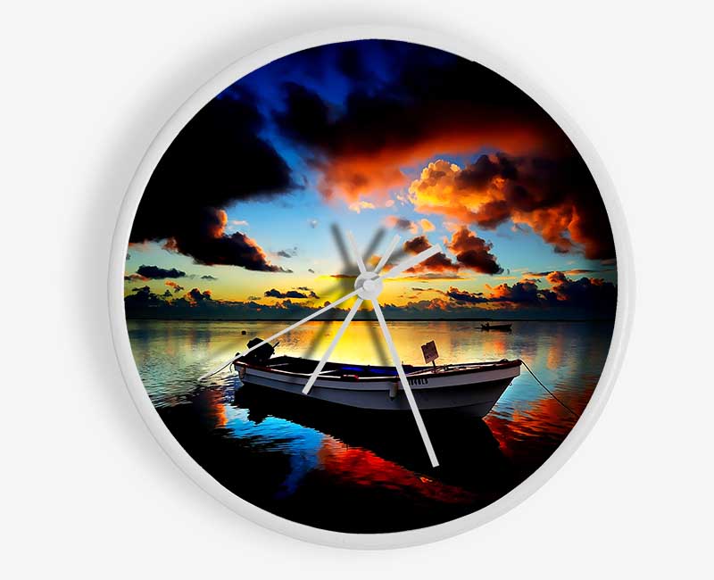 Sunrise Over The Fishing Boat Clock - Wallart-Direct UK