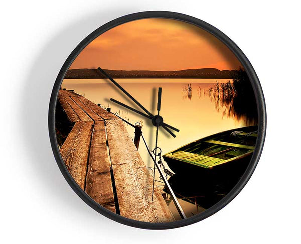 Tranqil Lake Mooring Clock - Wallart-Direct UK