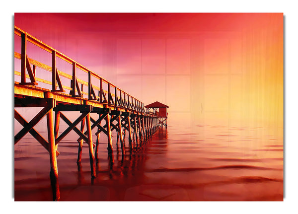 Ruhiger Ozeanpier in Pink