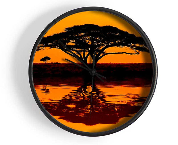 African Tree Reflection Clock - Wallart-Direct UK