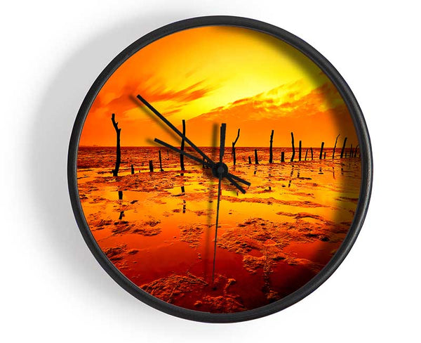 The Oceans Gateway Orange Clock - Wallart-Direct UK