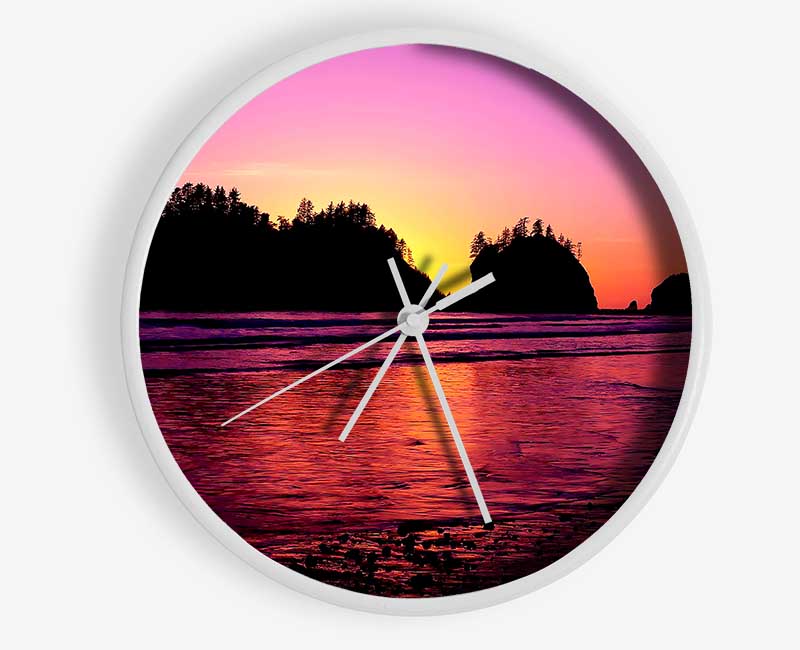 Surreal Pink Ocean Flow Clock - Wallart-Direct UK