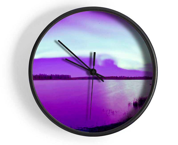 Purple Northern Lights Clock - Wallart-Direct UK